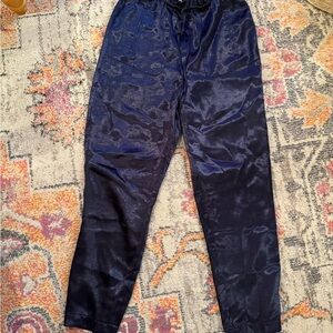 Navy Satin Joggers